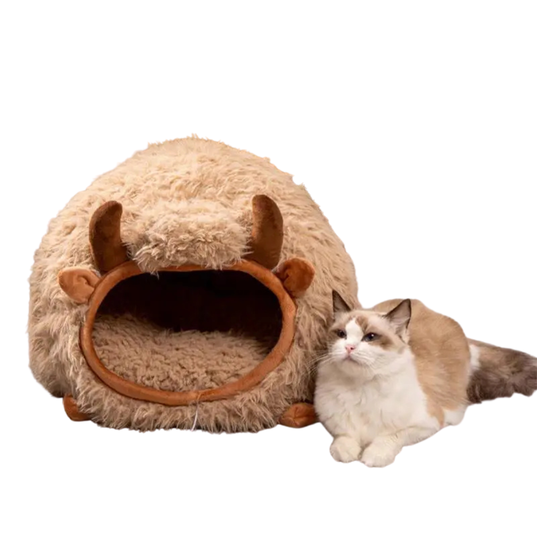 Cuccia Gatti Cani Animali Domestici Comoda Invernale Calda Pelosa Colore Marrone