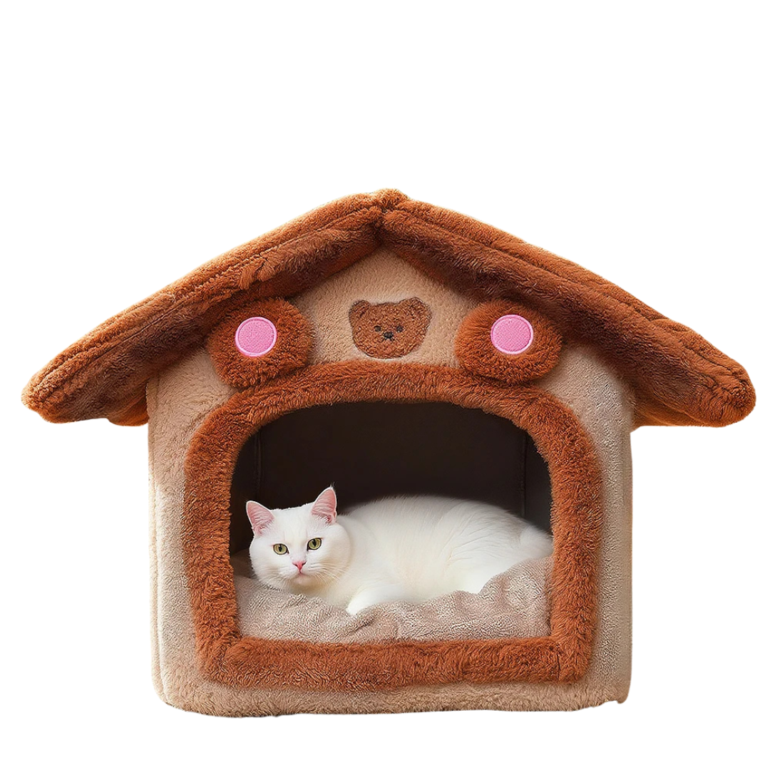 Casetta Animali Domestici Colore Marrone Peluche Morbida Calda Marrone