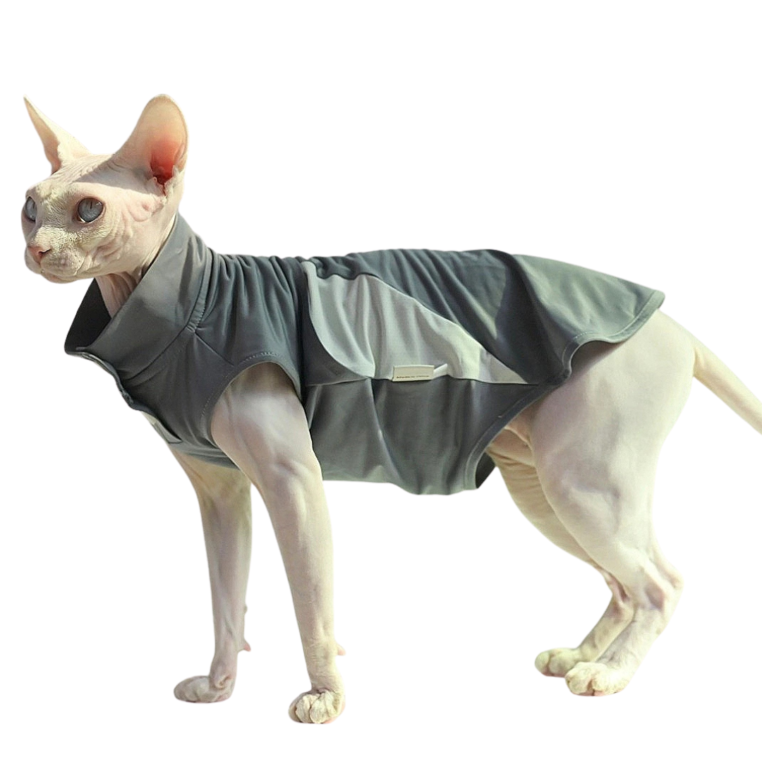 Abbigliamento Animali Adatto Gatti Sphynx Senza Pelo Protezione Colore Grigio Diverse Taglie