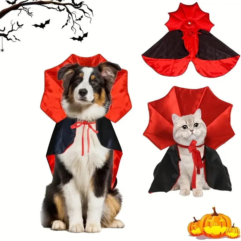 Abbigliamento Animali Travestimento Vampiro Halloween Rosso Nero Cani Gatti