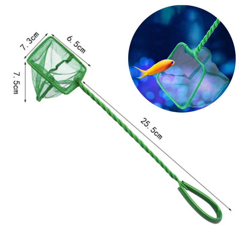 Retino Acquario Colore Verde Plastica Rigida Accessori Pulizia Vasca Pesci