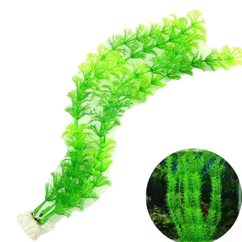 Decorazione Acquario Pianta Finta Artificiale Colore Verde Plastica Altezza 30cm