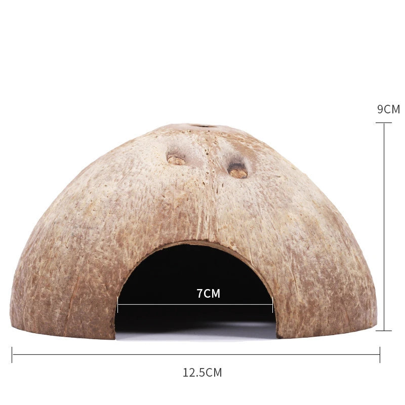Decorazione Gabbia Rettile Grotta Guscio Cocco Naturale Colore Marrone