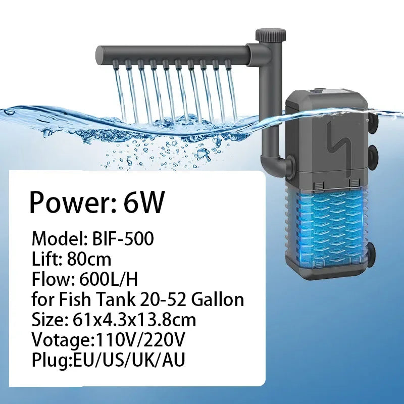 Filtri Pompe Acquario Colore Grigio 5 Spugne Ricambio Diversi Modelli 3in1 Aereatore