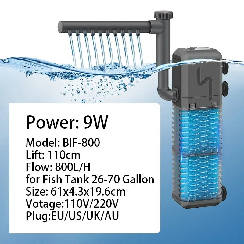 Filtri Pompe Acquario Colore Grigio 5 Spugne Ricambio Diversi Modelli 3in1 Aereatore