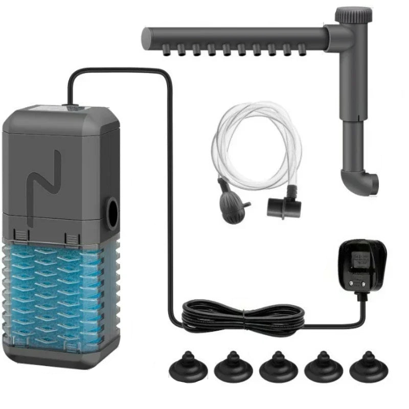 Filtri Pompe Acquario Colore Grigio 5 Spugne Ricambio Diversi Modelli 3in1 Aereatore