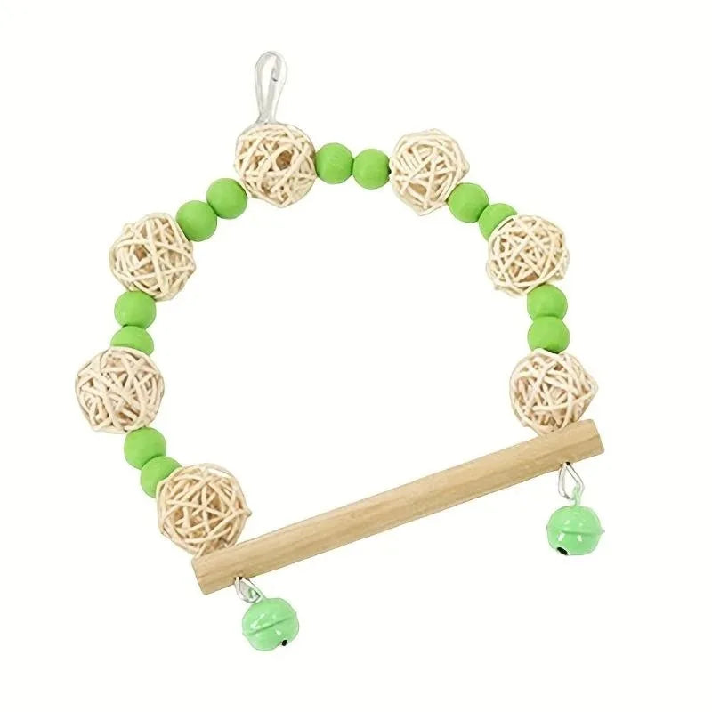 Giochi Uccelli Colore Verde Legno Altalena Decorazione Gabbia Animali Domestici