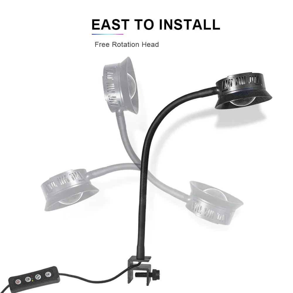 Lampada Acquario Colore Nero Timer 3 Modalità ABS Reclinabile 30W