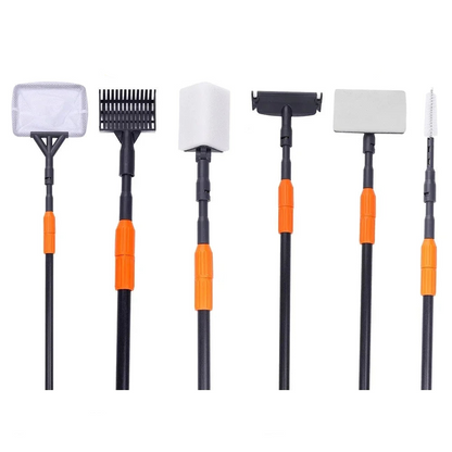 6in1 Accessori Pulizia Acquario Colore Nero Arancione Due Modelli Allungabile Standard Accessori Inclusi