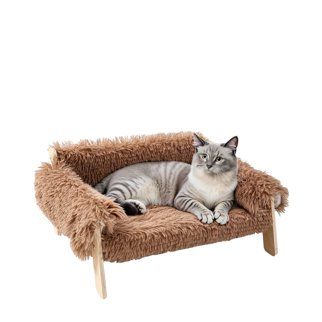 Divano Cuccia Morbido Tessuto Gatti Marrone Accessori Gatti Calda Lavabile