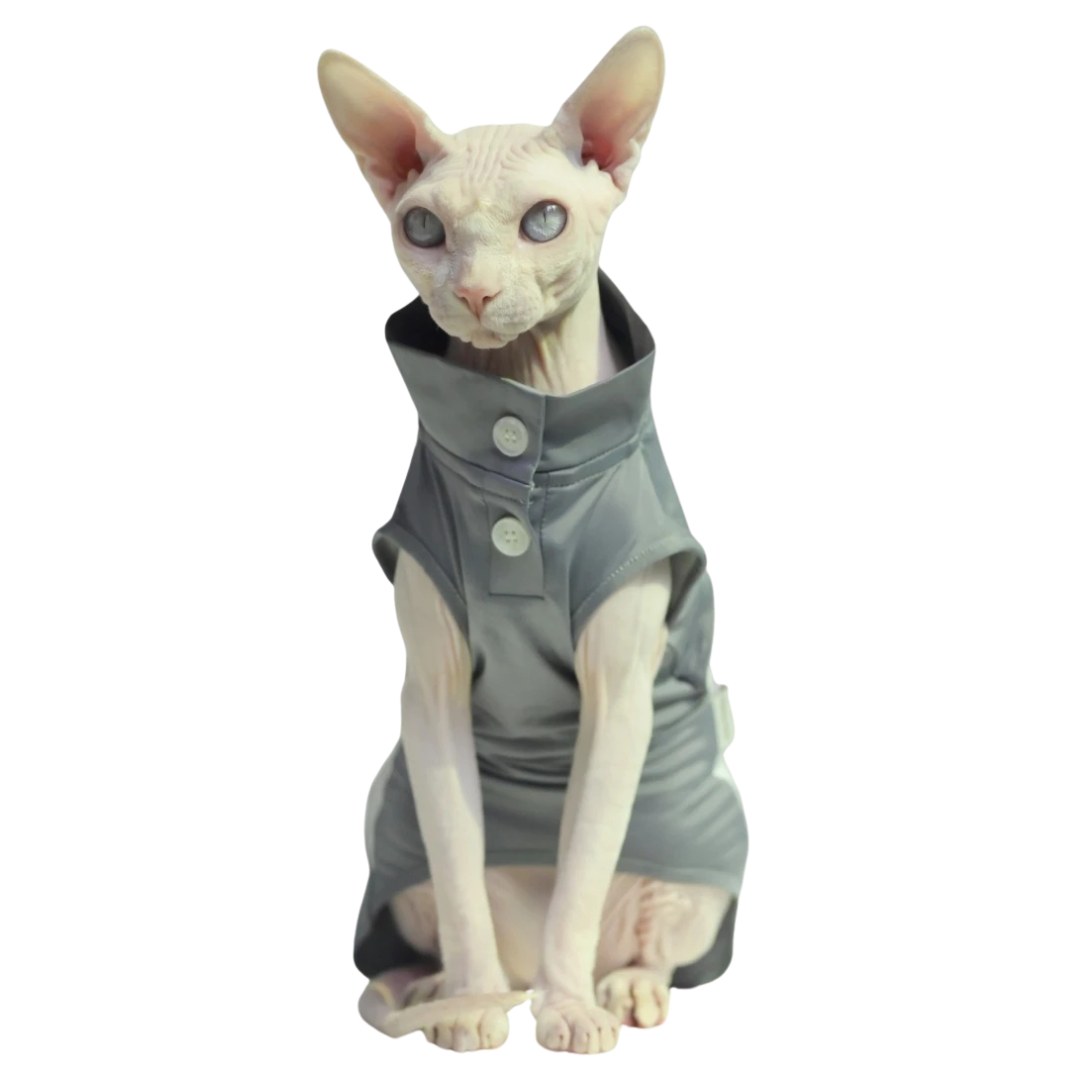 Abbigliamento Animali Adatto Gatti Sphynx Senza Pelo Protezione Colore Grigio Diverse Taglie