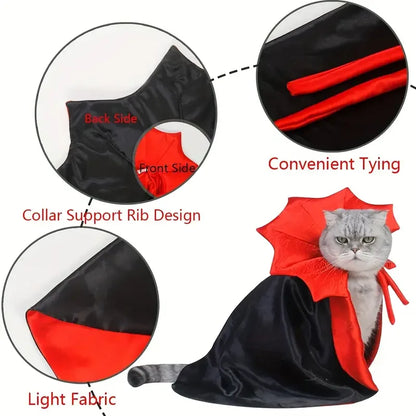 Abbigliamento Animali Travestimento Vampiro Halloween Rosso Nero Cani Gatti
