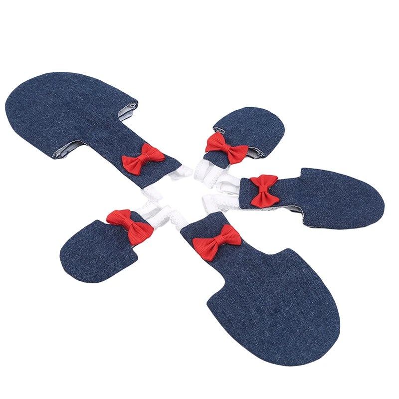 Abbigliamento Uccelli Colore Blu Fiocco Rosso Stoffa Tessuto Diverse Taglie Dimensioni