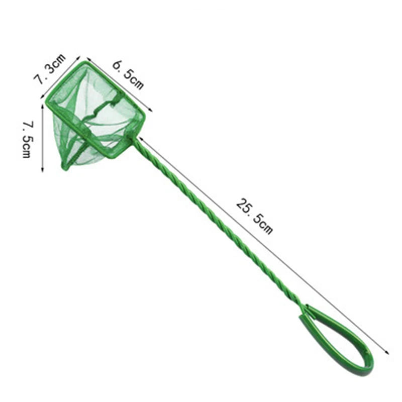 Retino Acquario Colore Verde Plastica Rigida Accessori Pulizia Vasca Pesci