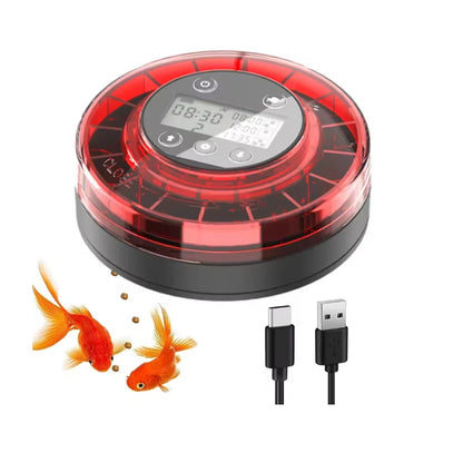 Alimentatore Automatico Pesci Acquario Dispenser Automatico Ricaricabile USB Display LCD Timer