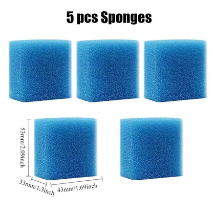Filtri Pompe Acquario Colore Grigio 5 Spugne Ricambio Diversi Modelli 3in1 Aereatore