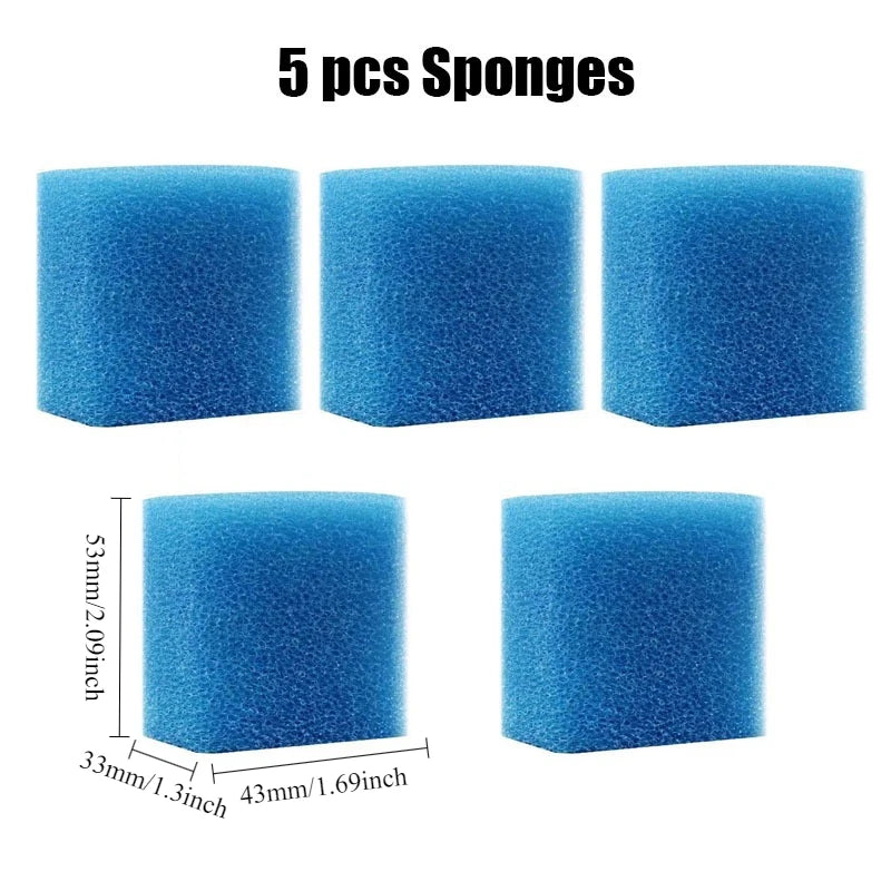 Filtri Pompe Acquario Colore Grigio 5 Spugne Ricambio Diversi Modelli 3in1 Aereatore