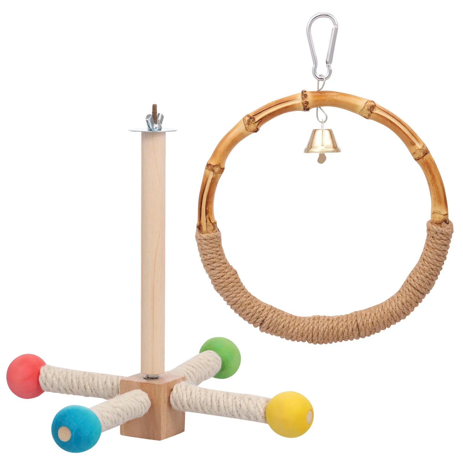 Set Giocattoli Uccelli Giocattoli Interattivi Legno Accessori Gabbie Uccelli