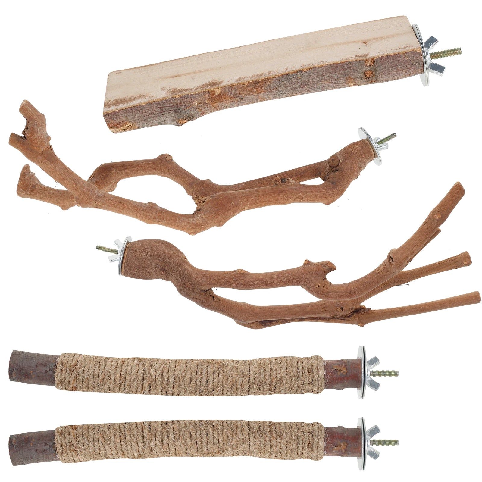 Giochi Uccelli Set 5 Pezzi Legno Diverse Dimensioni Ramo Legno