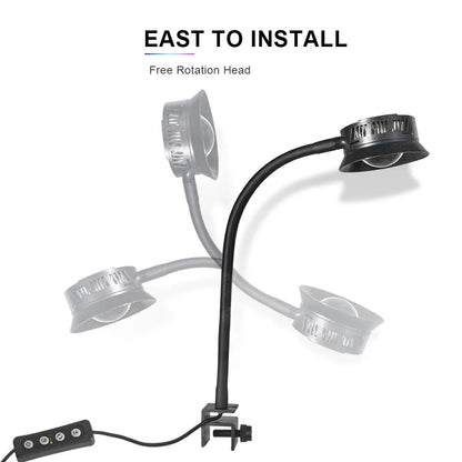 Lampada Acquario Colore Nero Timer 3 Modalità ABS Reclinabile 30W