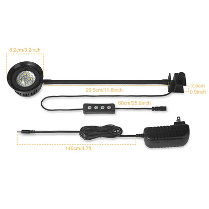 Lampada Acquario Colore Nero Timer 3 Modalità ABS Reclinabile 30W