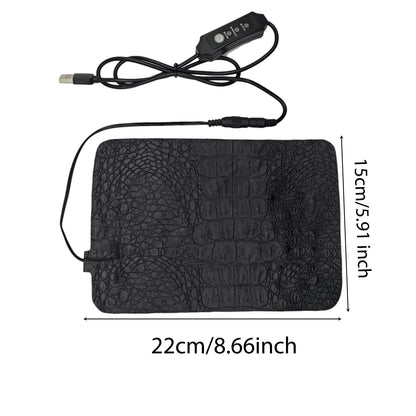 Tappeto Rettili Colore Nero Interruttore Riscaldabile Alimentatore USB Diverse Dimensioni